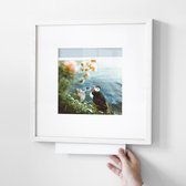 REFRAME - Slimme Wissellijst - 5 Gratis Bijpassende Prints via de App (iOS, Android) - Passepartout - Wit - Hout