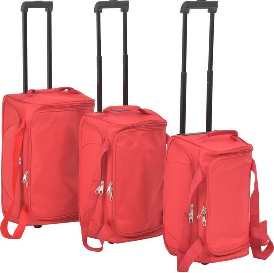 Set de valise 3 parties à roulettes Tissu Rouge - Rouge Valises de voyage 3  parties -... | bol.com