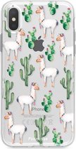 Fooncase Hoesje Geschikt voor iPhone X - Shockproof Case - Back Cover / Soft Case - Alpaca / Lama