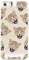 iPhone SE hoesje TPU Soft Case - Back Cover - Cheeky Leopard / Luipaard hoofden