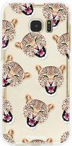 Samsung Galaxy S7 Edge - hoesje TPU Soft Case - Back Cover - Cheeky Leopard / Luipaard hoofden