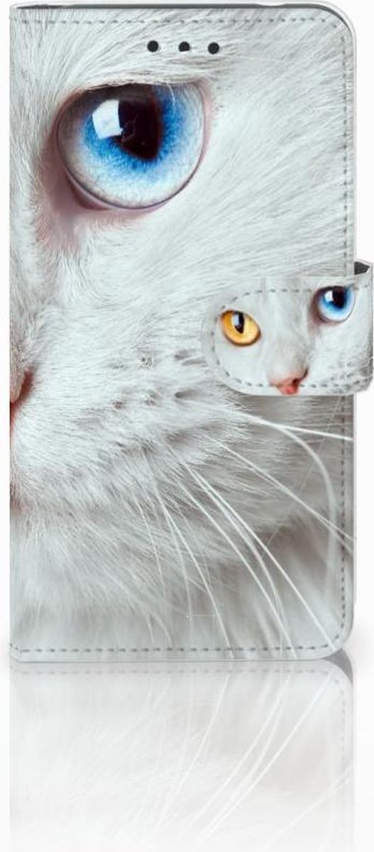 Nokia 2 Telefoonhoesje met Pasjes Witte Kat