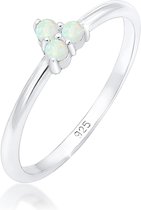 Elli Dames Ring bandring opaal cirkel geo trio trend 925 zilver verguld