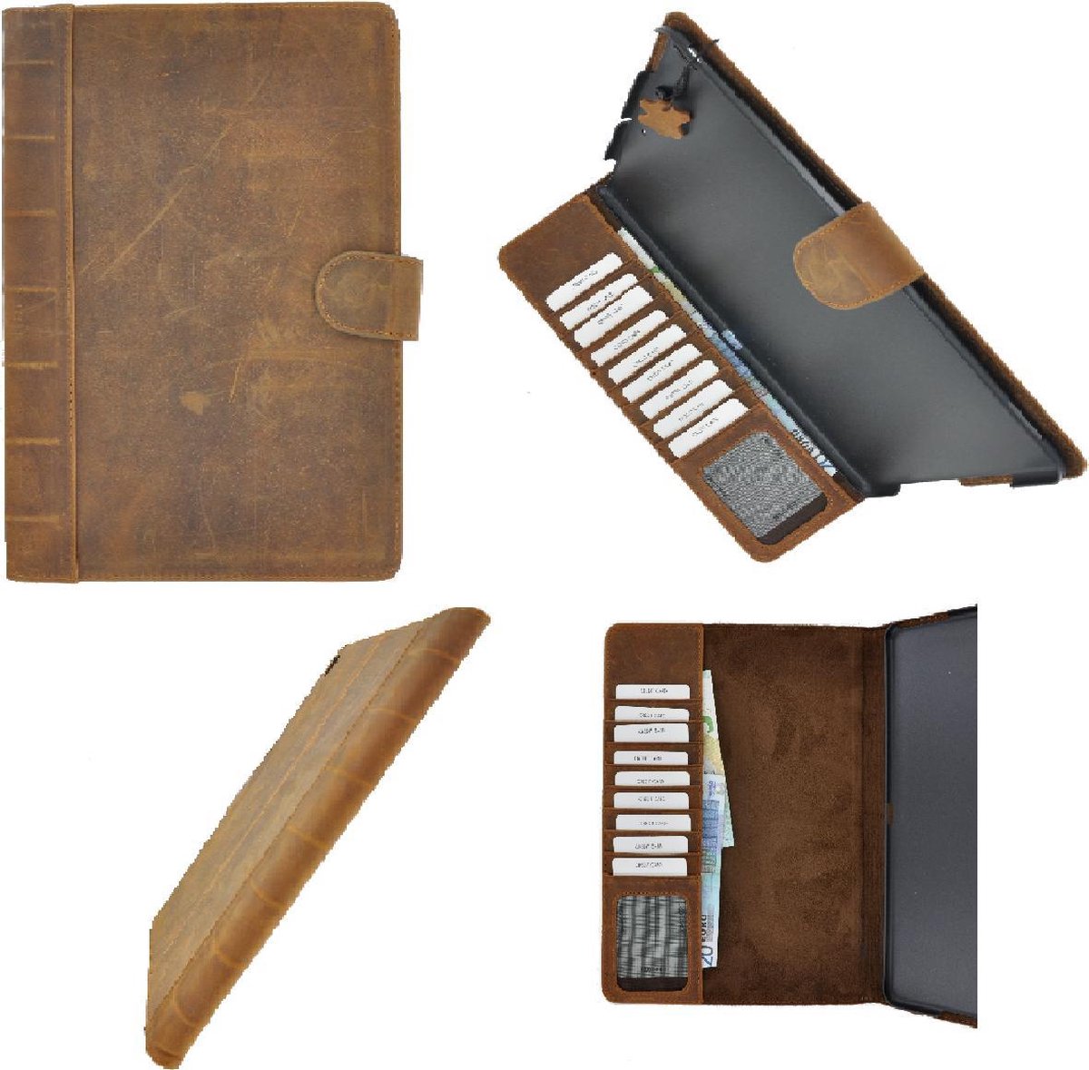 PEARLYCASE® TABLETHOES ECHT LEER BESCHERMHOES ANTIEK BRUIN Geschikt voor IPAD9.7 INCH (2017-2018)