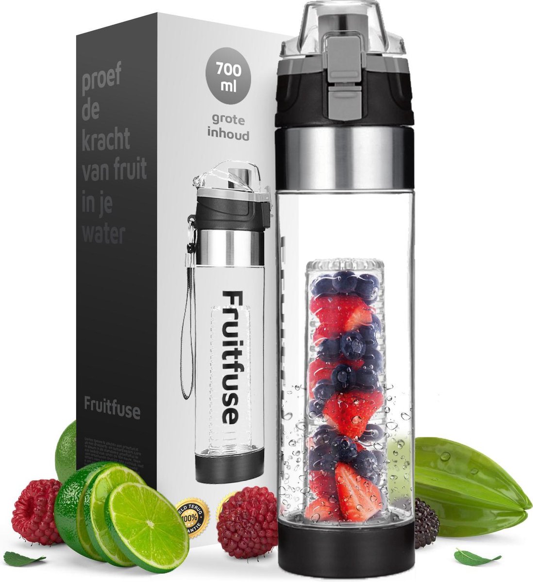 Fruitfuse® Waterfles met fruitfilter - infuser fles - BPA vrij (700ML) |  bol.com