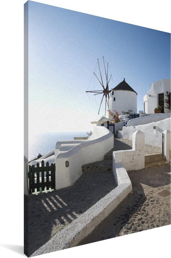 Moulin à vent à Santorin en Grèce Toile 40x60 cm - Tirage photo sur toile (Décoration murale salon / chambre) / Villes européennes Peintures sur toile