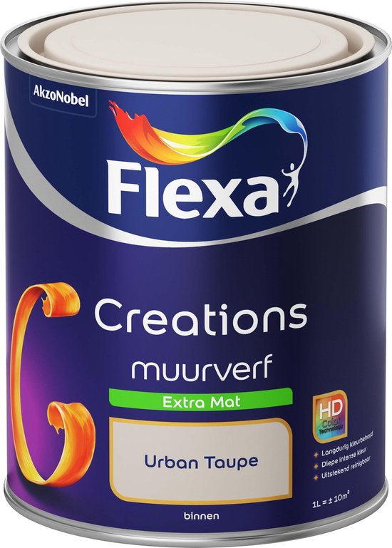 Foto: Flexa creations muurverf extra mat urban taupe 1 liter