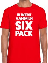 Ik werk aan mijn SIX Pack heren T-shirt rood M