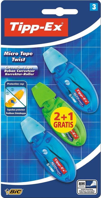 Rouleau de correction de torsion Tipp-Ex Micro Tape , 3 pièces