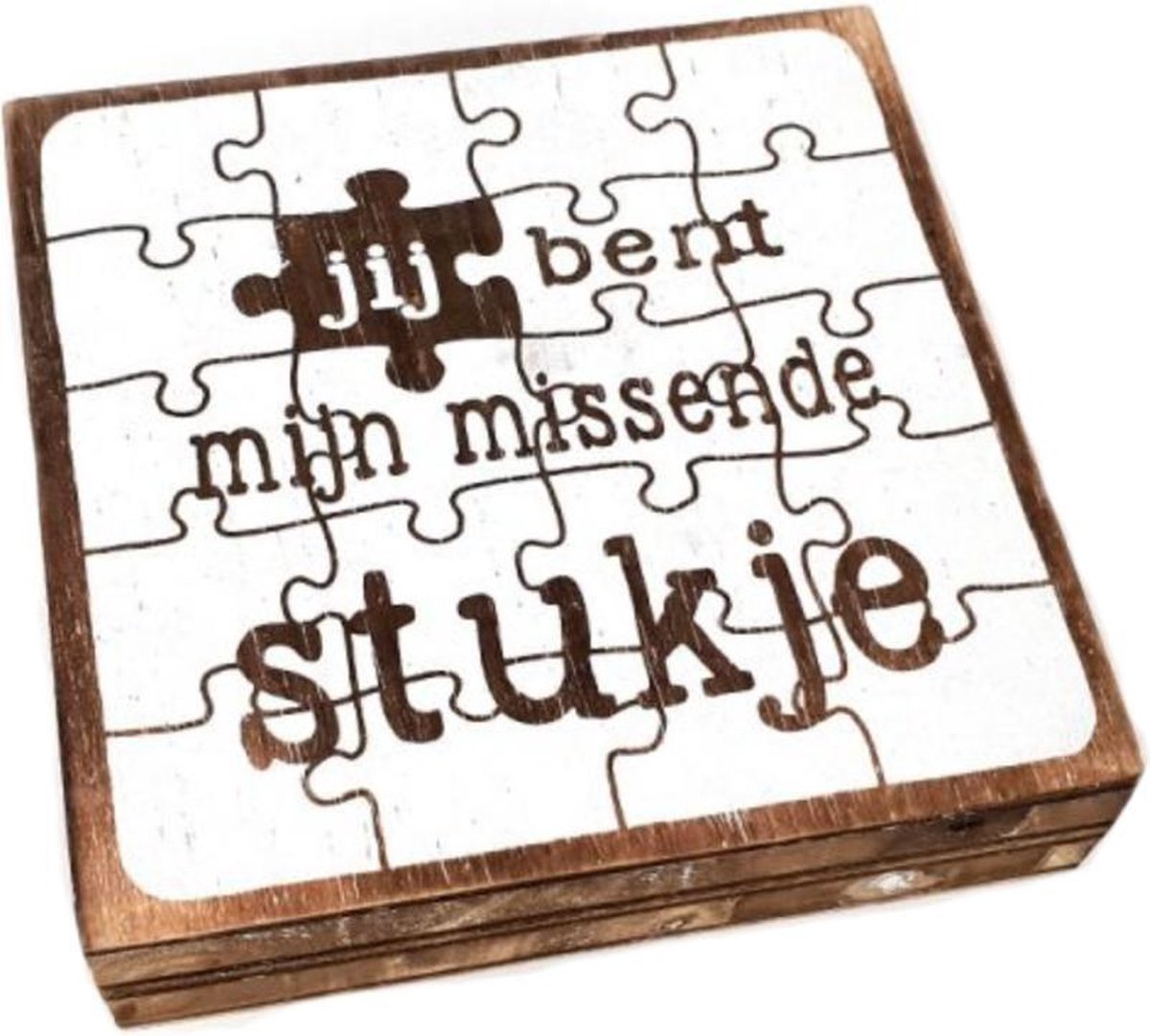 Houten Tekstplank / Tekstbord 15cm "Jij bent mijn missende stukje" - Kleur Naturel