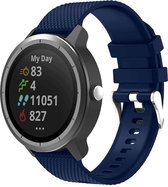 Siliconen Armband voor Garmin Vivoactive 3 (music), Vivomove (HR), Foreruner 645 en 245 & Samsung galaxy watch 42mm (3, 41mm), Gear Sport, Active (2) - Horloge Band - Blauw - Small Bandje