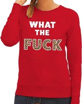 What the Fuck tijger print tekst sweater rood voor dames 2XL