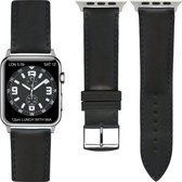 Italiaans leder Top kwaliteit Apple watch horlogebandje Zwart (38mm) zilveren adapter