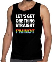 Gay pride let's get one thing straight i'm not tanktop/mouwloos shirt  - zwart regenboog singlet voor heren - gay pride XXL