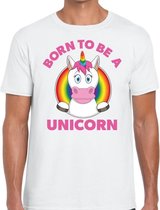 Born to be a unicorn gay pride t-shirt wit heren S