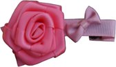 Jessidress Kleine Haar clip met mooie roos en strikje - Donker Fushia