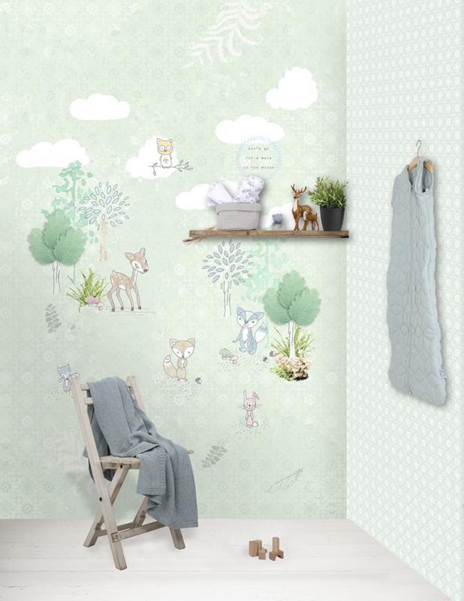 Behang Puck & rose bos groen