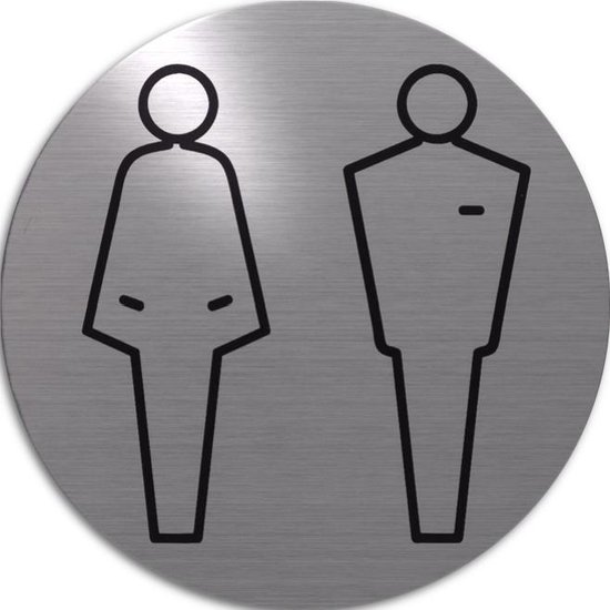 RVS deurbordje pictogram: man vrouw WC heren en dames toilet | 5 jaar ...
