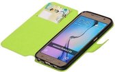 Cross Pattern TPU Bookstyle Hoesje - Wallet Case Telefoonhoesje - Geschikt voor Samsung Galaxy S6 G920F Groen