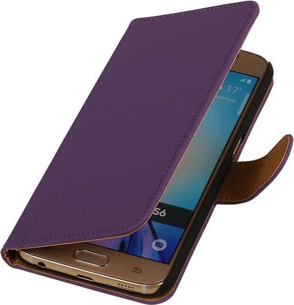 Effen Bookstyle Hoes Geschikt voor Samsung Galaxy S6 G920F Paars