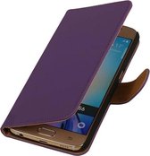 Mobieletelefoonhoesje.nl - Samsung Galaxy S6 Hoesje Effen Bookstyle  Paars