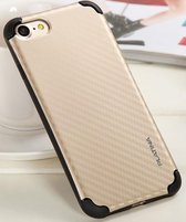 Zhuse Hard Back Cover Case voor Apple iPhone 7 /iPhone 8 / iPhone SE(2020 - geschikt voor 1 pasje - Carbon Print - Goud Bruin