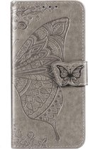 Vlinder Softcase Booktype Huawei Nova 5t / Honor 20 hoesje - Grijs