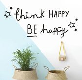 Muursticker Tekst - Think happy be happy - 25x60 cm