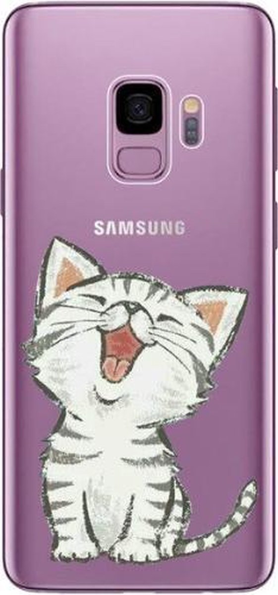 Samsung Galaxy S9 siliconen katten hoesje - Transparant - Schattig katje