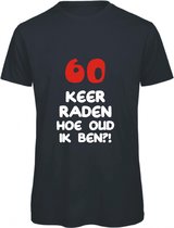 60 jaar verjaardag - T-shirt 60 keer raden hoe oud ik ben? | XL | Zwart