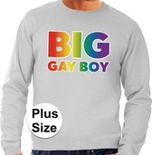 Grote maten  Big Gay Boy regenboog sweater grijs voor heren 4XL