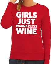 Girls just wanna have Wine tekst sweater rood voor dames XS