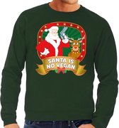 Foute kersttrui / sweater Santa is no vegan - groen - Kerstman met pistool heren S (48)