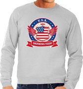 Grijs USA drinking team sweater grijs heren -  Amerika kleding XL