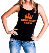 Zwart Kingsday crew tanktop / mouwloos shirt voor dames - Koningsdag kleding XL
