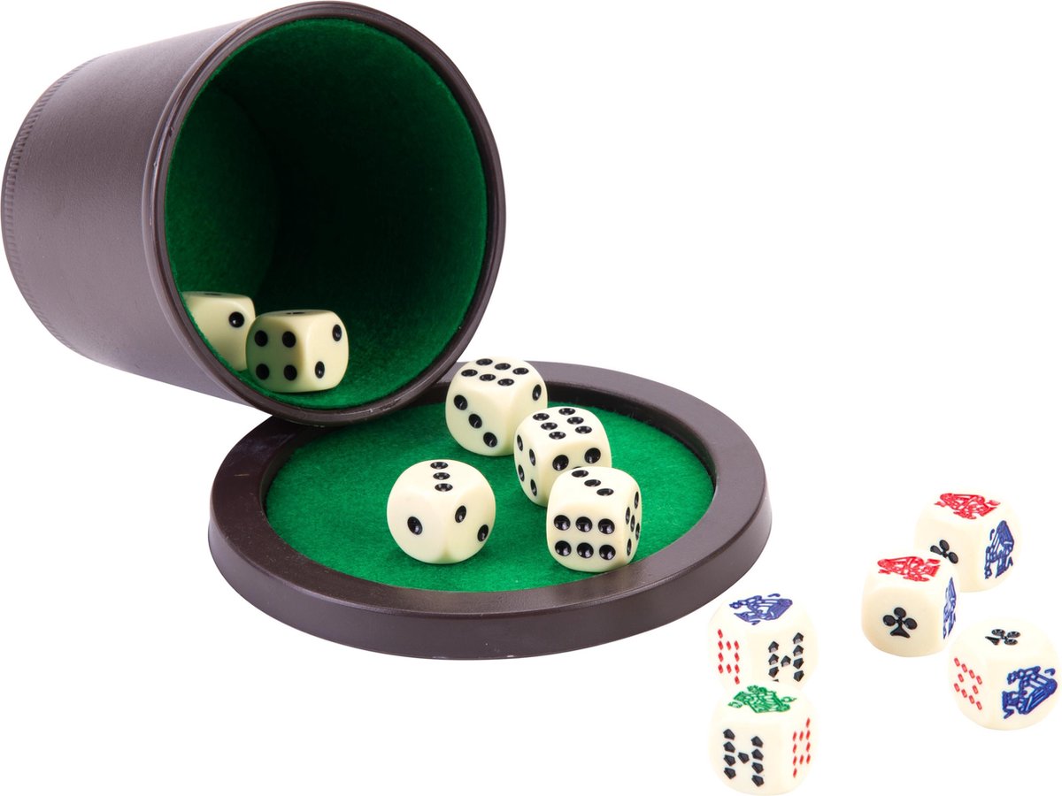 pokerset beker met deksel en dobbelstenen van 16 mm | Games | bol.com