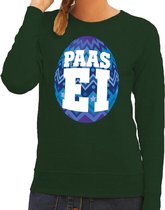 Paas sweater groen met blauw ei voor dames L