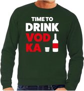 Time to drink Vodka tekst sweater groen heren - heren trui Time to drink Vodka XL