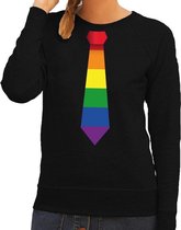 Gay pride regenboog stropdas sweater zwart voor dames 2XL