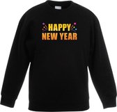 Oud en nieuw sweater/ trui Happy new year zwart heren - Nieuwjaars kleding 98/104