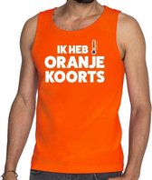 Oranje tekst tanktop / mouwloos shirt Ik heb oranje koorts voor heren -  Koningsdag kleding M