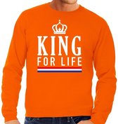 Oranje King for life sweater - Trui voor heren - Koningsdag kleding S