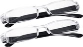 2x Voordelige leesbrillen +2.00 - Unisex - Kunststof - Transparant montuur met zwarte pootjes