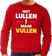 Niet Lullen maar Vullen tekst sweater rood L