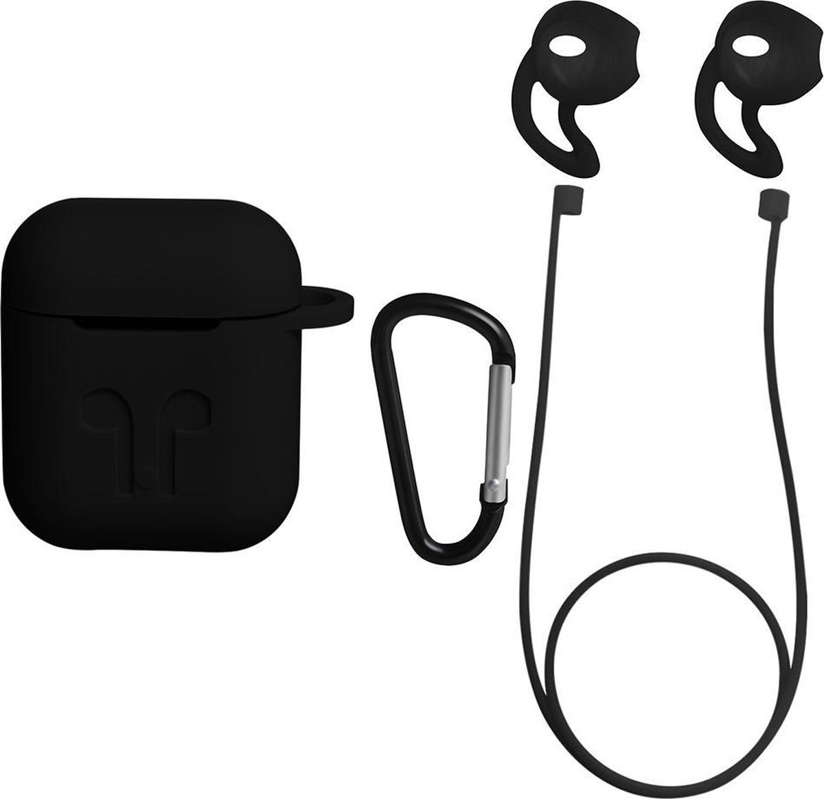 Anti Lost Strap & Case Hoes Voor Apple Airpods - Zwart