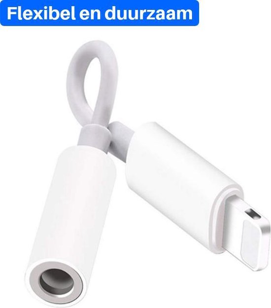 Apple Lightning naar Aux Jack 3,5 mm voor iPhone - Lightning naar 3,5 mm Hoofdtelefoonaansluiting Adapter - Lightning en AUX kabel - Lightning-apparaten - Muziek luisteren - Wit