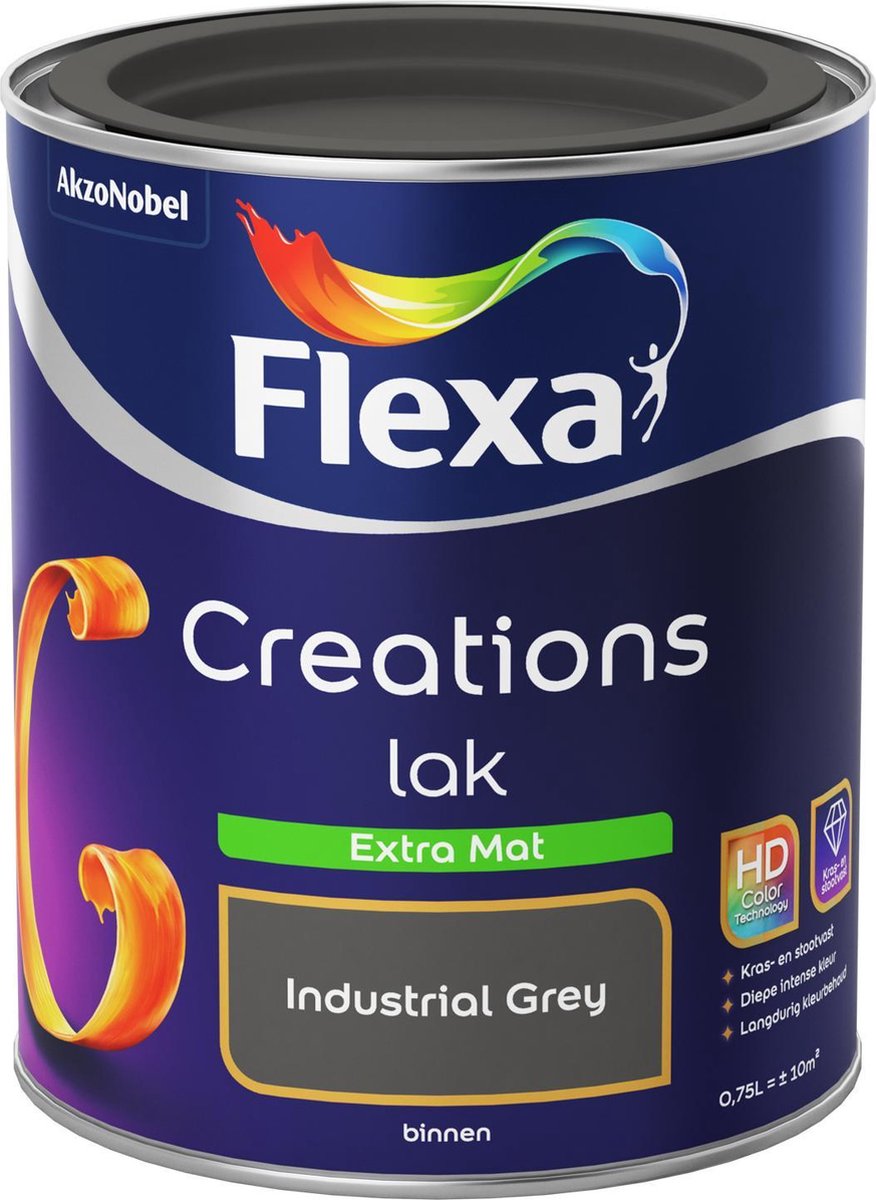 overspringen Sloppenwijk Is Flexa Creations - Lak Extra Mat - Industrial Grey - 750 ml | bol.com