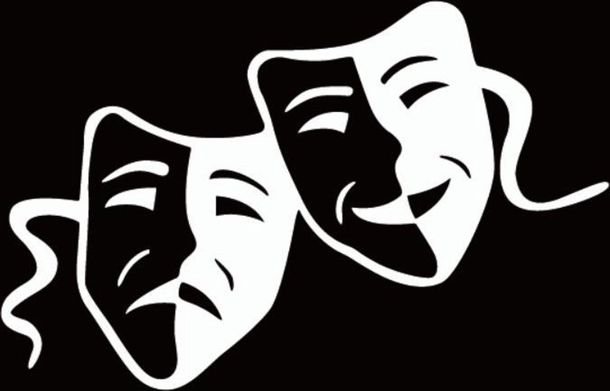 Wit -Drama Theater Comedy Tragedy masker op uw auto - Toneel liefhebbers -  15,2 x 9,7... | bol.com