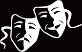 Wit -Drama Theater Comedy Tragedy masker op uw auto - Toneel liefhebbers - 15,2 x 9,7 cm - aut 112