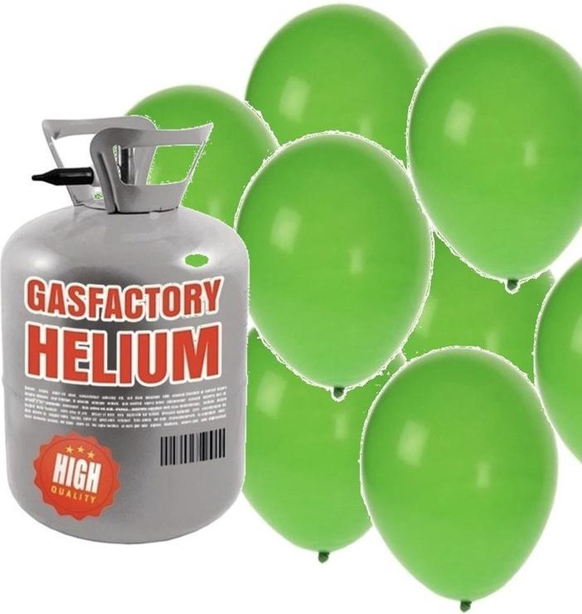 Helium tank met 50 groene ballonnen - Groene - Heliumgas met ballonnen voor een St. Patrickday thema - Shoppartners